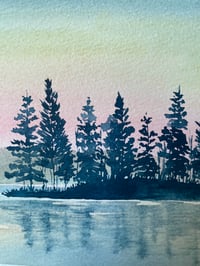 Image 2 of Lake at Dusk - Customizable Original Watercolor
