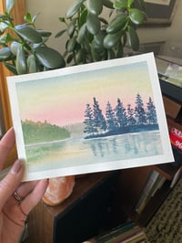 Image 1 of Lake at Dusk - Customizable Original Watercolor