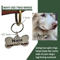 Image 3 of Medium Custom Deep Engraved Stainless Steel Dog ID Tag Bone Shape Durable Lifetime Warranty