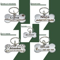 Image 4 of Medium Custom Deep Engraved Stainless Steel Dog ID Tag Bone Shape Durable Lifetime Warranty