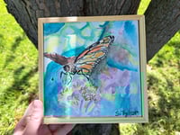 Image 4 of "Snacking Monarch" Original Watercolor Painting by Sandy Tyler 