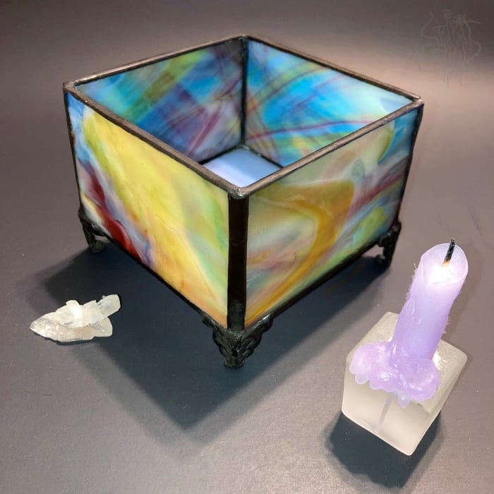 Image of Blue Rainbow Stained Glass Box