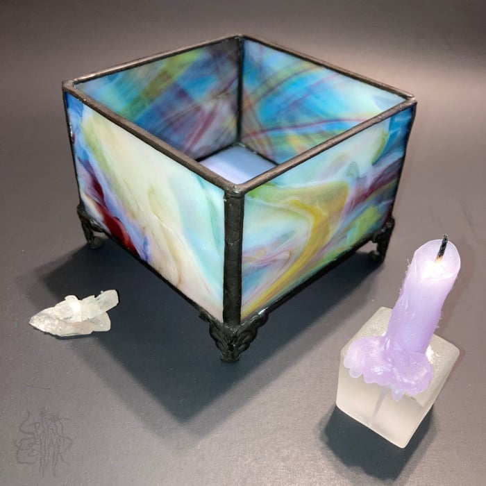 Image of Blue Rainbow Stained Glass Box