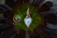 Image 1 of Handmade Copper Wire Wrapped Blue Larimar Wave Pendant