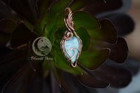 Image 2 of Handmade Copper Wire Wrapped Blue Larimar Wave Pendant