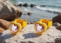 Image 1 of Heart-Shaped Cubic Zirconia Stud Earrings