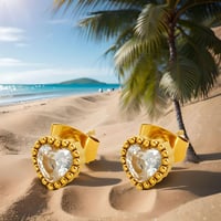 Image 3 of Heart-Shaped Cubic Zirconia Stud Earrings