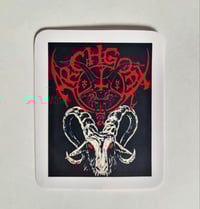 Image 1 of Arch Goat Upside-Down Cross Goat's Head Matte Vinyl Sticker