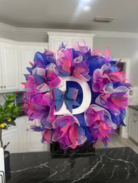 D Initial Pink and Blue Door Wreath