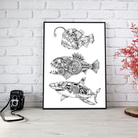 Image 2 of Mechanical Depths - Steampunk Sea Creatures print