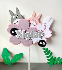 Image 1 of Personalized My Neighbor Totoro Floral Cake Topper. Totoro Girls Baby Shower Party Decor