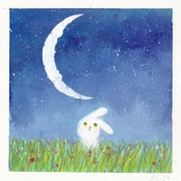 Baby rabbit at night original painting