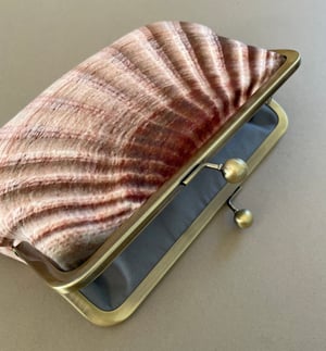 Image of Seashell, printed velvet kisslock bag with crossbody canvas or chain strap