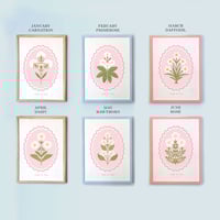 Image 4 of Personalised Children's Birth Flower Wavy A4 Art Print