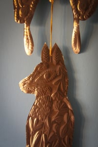 Image 1 of Fox And Butterfly Folk Art Copper Foil Wall Hanging Decoration