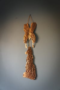 Image 3 of Fox And Butterfly Folk Art Copper Foil Wall Hanging Decoration