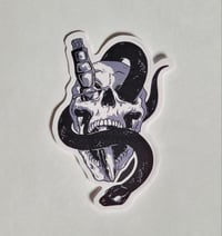 Image 1 of Skull With Snake & Dagger Matte Vinyl Sticker