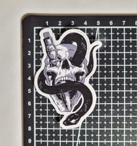 Image 2 of Skull With Snake & Dagger Matte Vinyl Sticker