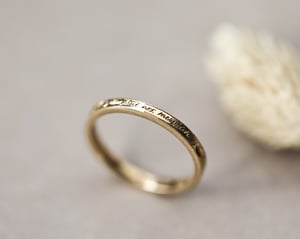 Image of 18ct Yellow gold 2mm, Latin engraved ring