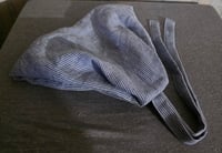 Image 2 of Linen Tichel in Navy & White Stripe
