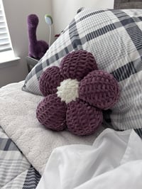 Purple Crochet Flower Pillow