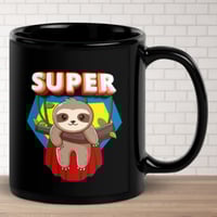 Image 2 of Super Sloth Black Ceramic Coffee Mug