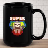 Image 1 of Super Sloth Black Ceramic Coffee Mug