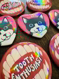 Image 1 of Large Holographic Button Pins [Multiple Designs!]