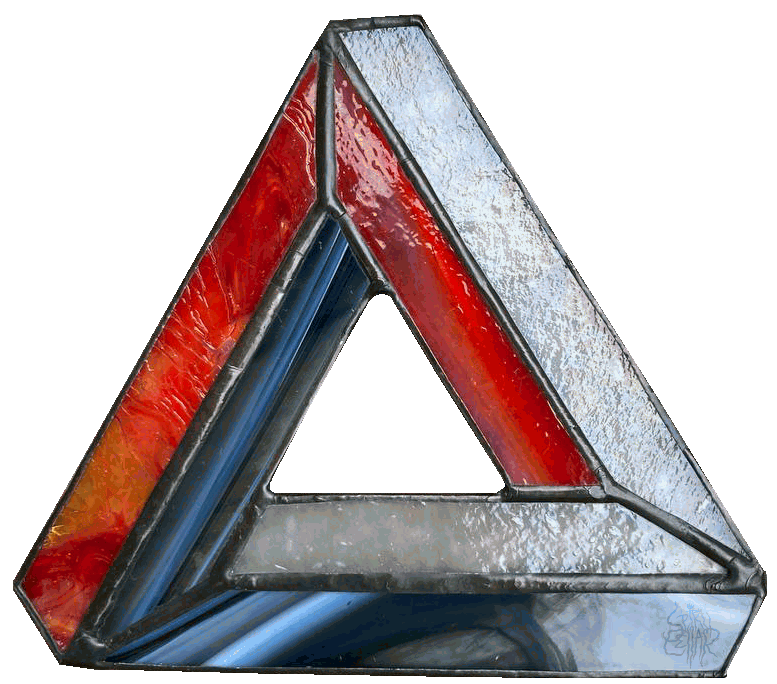 Image of Red Penrose Triangle - Stained Glass