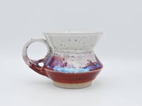 Image 1 of Angled Cranberry, White, and Blue Mug 1