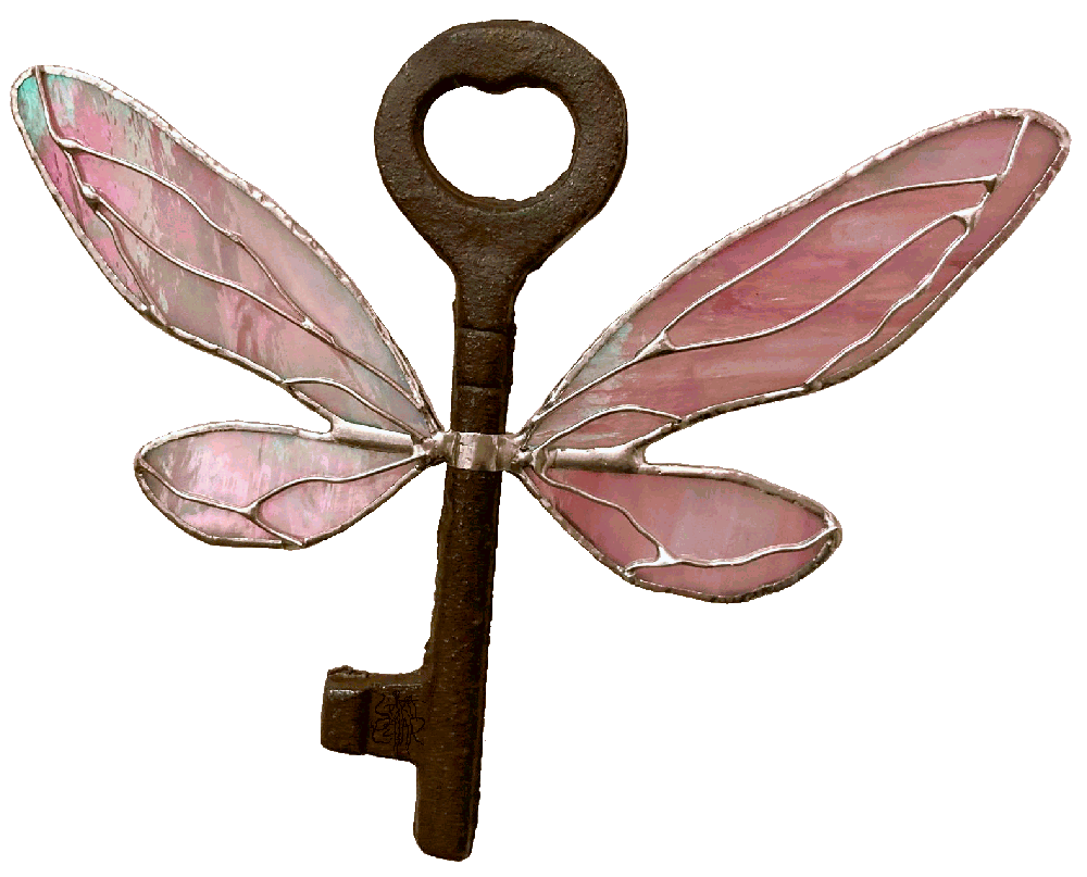 Image of Vintage Key Fairy - Lead Free Stained Glass