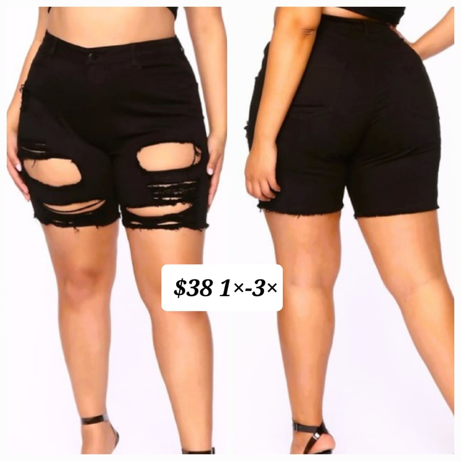 Image of PLUE black ripped short pant