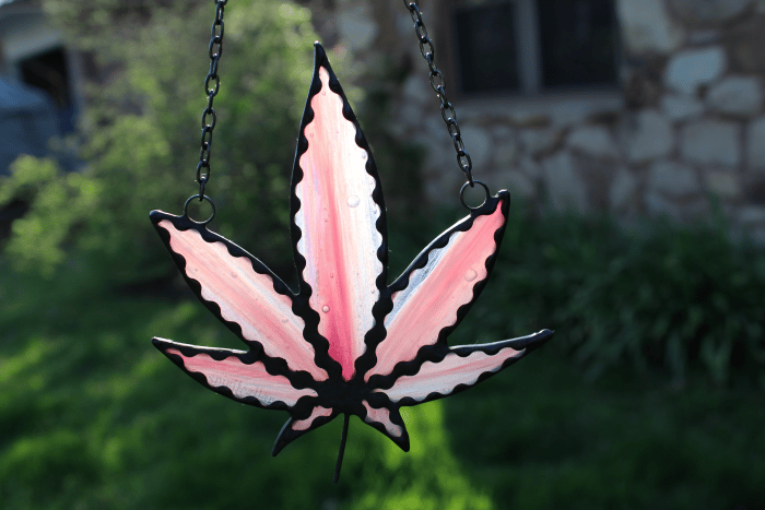 Image of Pink Cannabis/Maple Leaf - Stained Glass