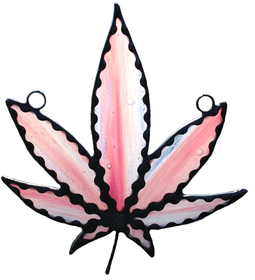 Image of Pink Cannabis/Maple Leaf - Stained Glass