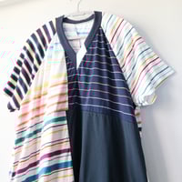 Image 4 of rainbow superstripe patchwork vneck adult XL extra large courtneycourtney tunic dress summertime
