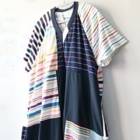 Image 6 of rainbow superstripe patchwork vneck adult XL extra large courtneycourtney tunic dress summertime