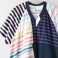 Image 2 of rainbow superstripe patchwork vneck adult XL extra large courtneycourtney tunic dress summertime
