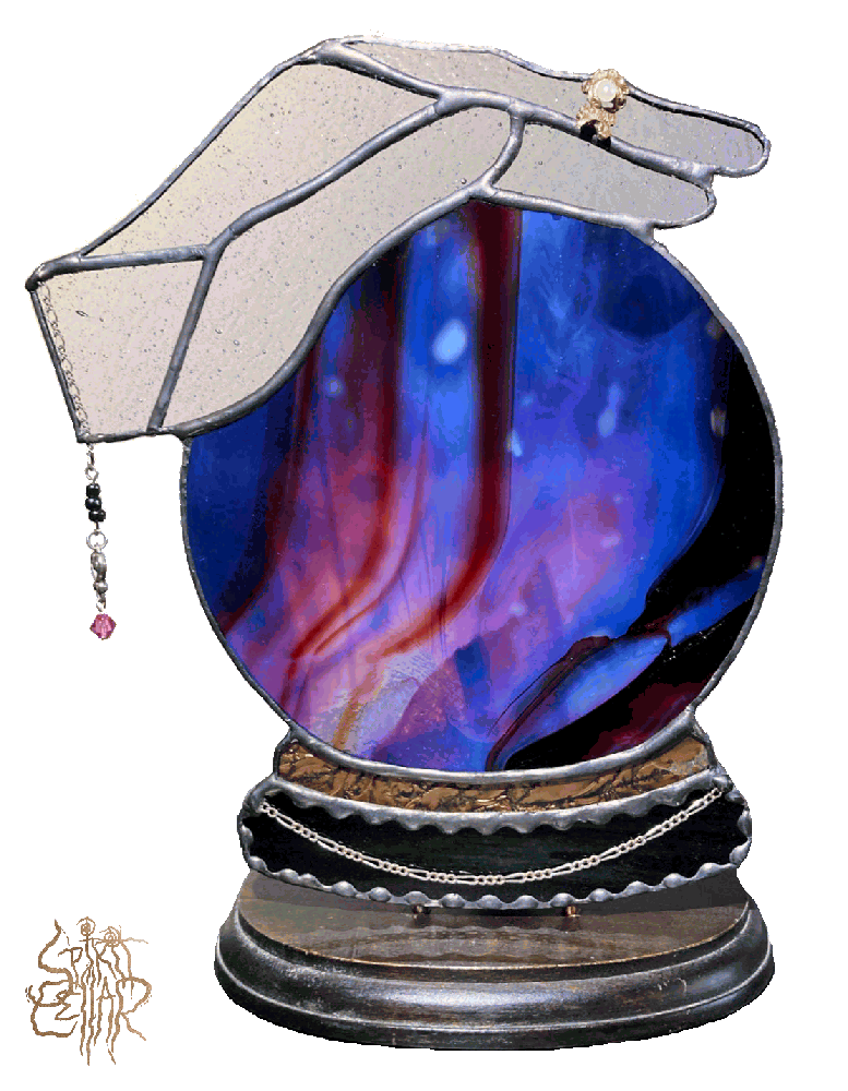 Image of "Fortune Teller" - Lead Free Stained Glass Lamp