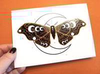 Image 2 of Crescent Moon Moth | Copper Foil 5x7 Print