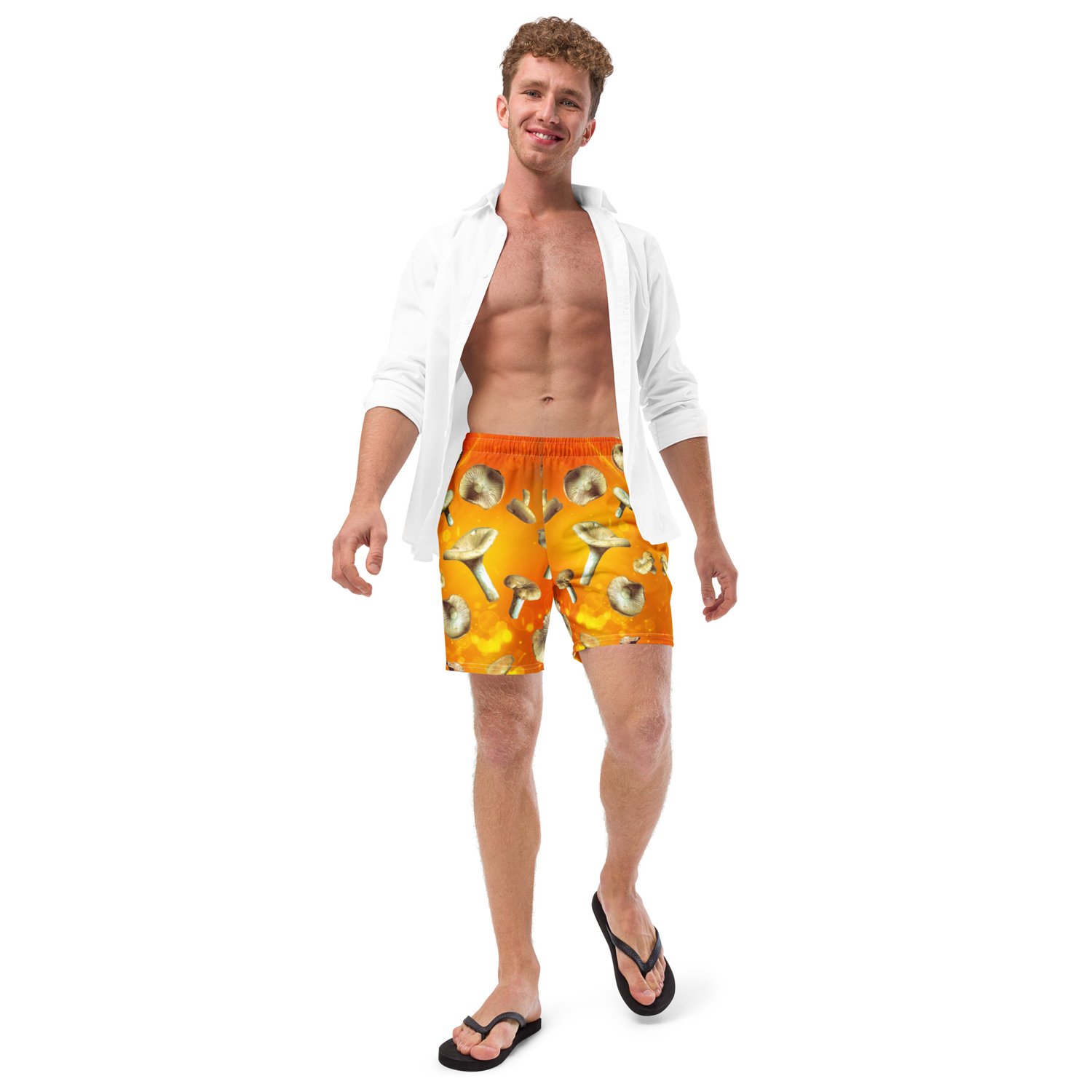 Image of Holy Shiitake there Really Chantrelles - All Over Print Eco Friendly Swim Trunks