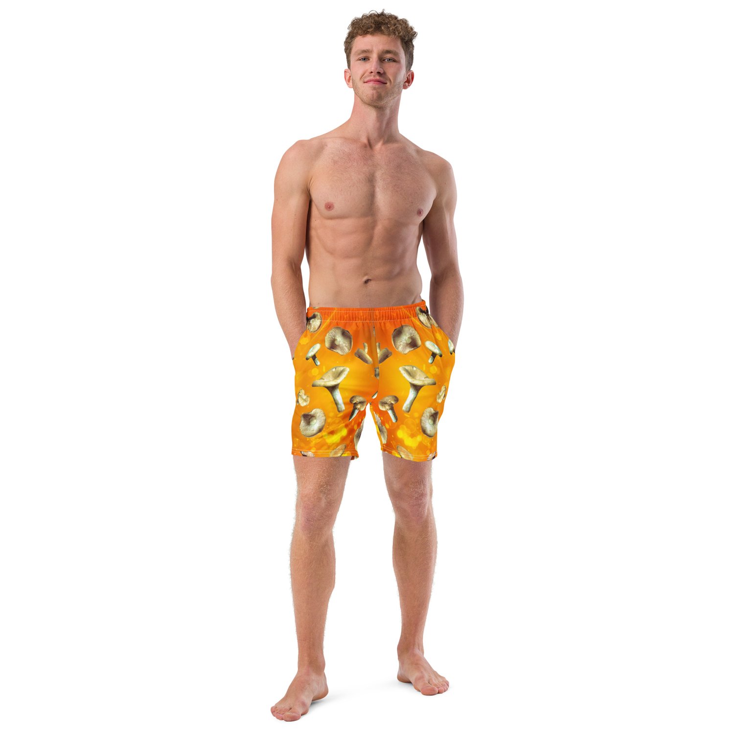 Image of Holy Shiitake there Really Chantrelles - All Over Print Eco Friendly Swim Trunks