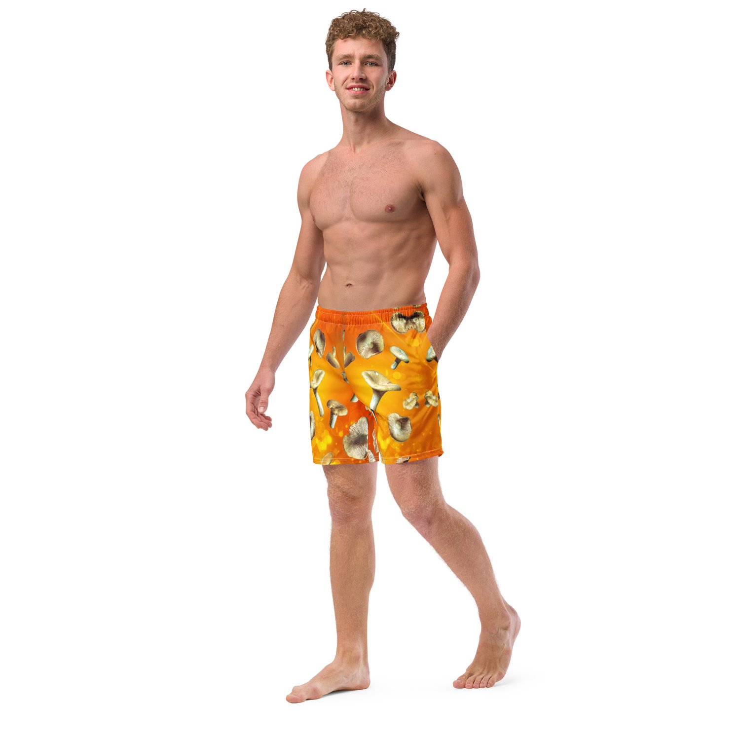 Image of Holy Shiitake there Really Chantrelles - All Over Print Eco Friendly Swim Trunks