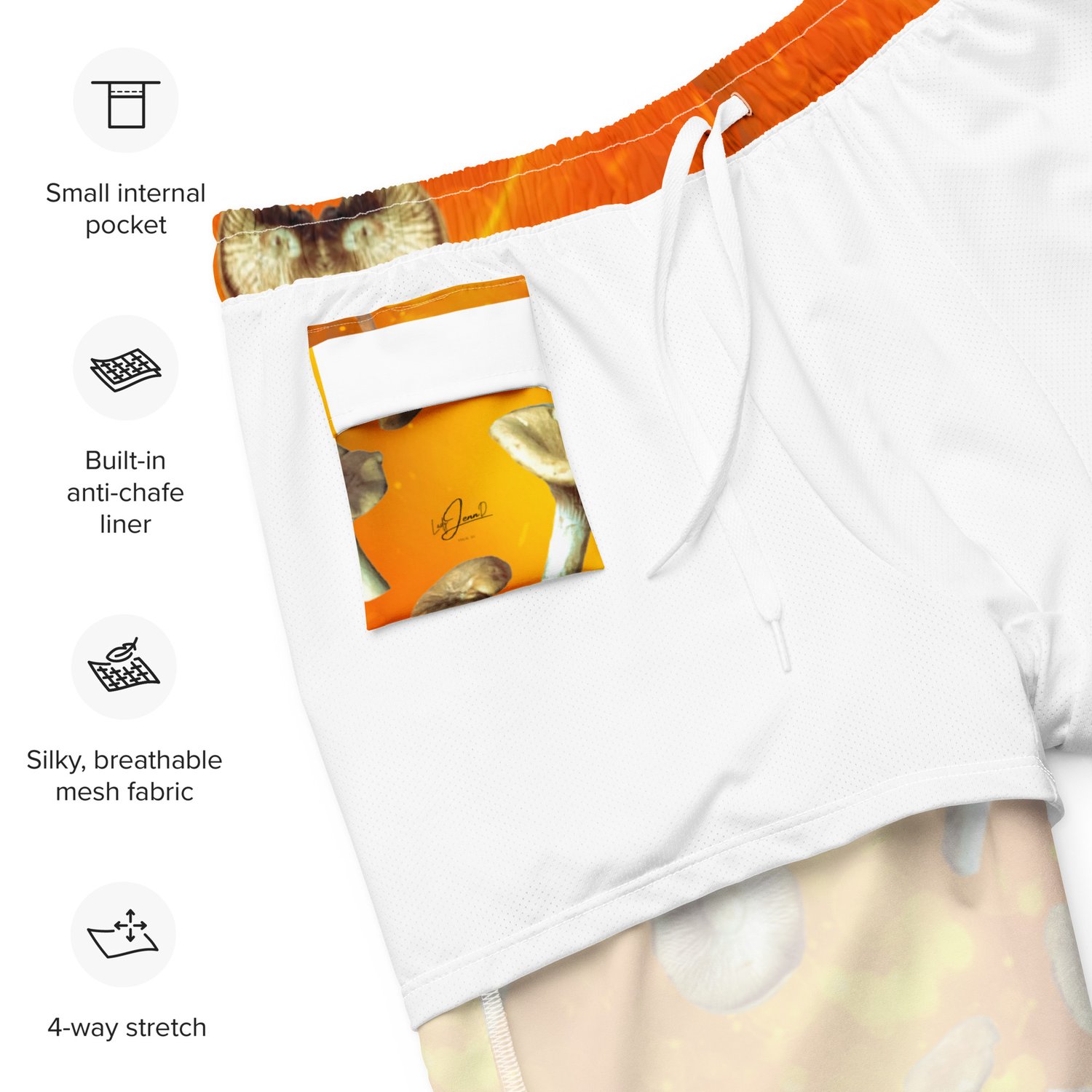 Image of Holy Shiitake there Really Chantrelles - All Over Print Eco Friendly Swim Trunks