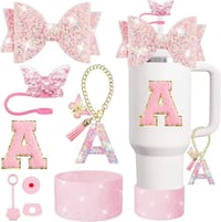 Image 1 of 8 Piece Tumbler Accessory Set | Butterfly Bows