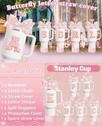 Image 4 of 8 Piece Tumbler Accessory Set | Butterfly Bows