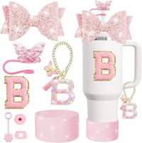 Image 5 of 8 Piece Tumbler Accessory Set | Butterfly Bows