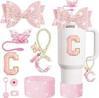 Image 6 of 8 Piece Tumbler Accessory Set | Butterfly Bows