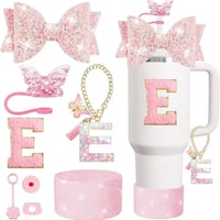 Image 8 of 8 Piece Tumbler Accessory Set | Butterfly Bows