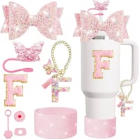 Image 9 of 8 Piece Tumbler Accessory Set | Butterfly Bows