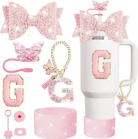 Image 10 of 8 Piece Tumbler Accessory Set | Butterfly Bows